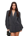 Damen Oversize Blazer mit Reverskragen und Taschen