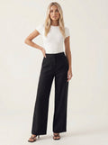 Damen Palazzo Hose mit Weiten Beinen und Elastischem Bund