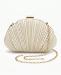 Damen Plissierte Clutch in Muschelform mit Kette
