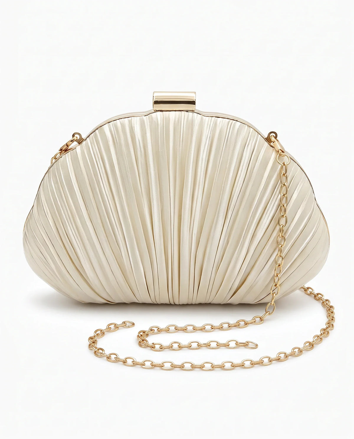 Damen Plissierte Clutch in Muschelform mit Kette