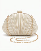 Damen Plissierte Clutch in Muschelform mit Kette – Ansicht 2