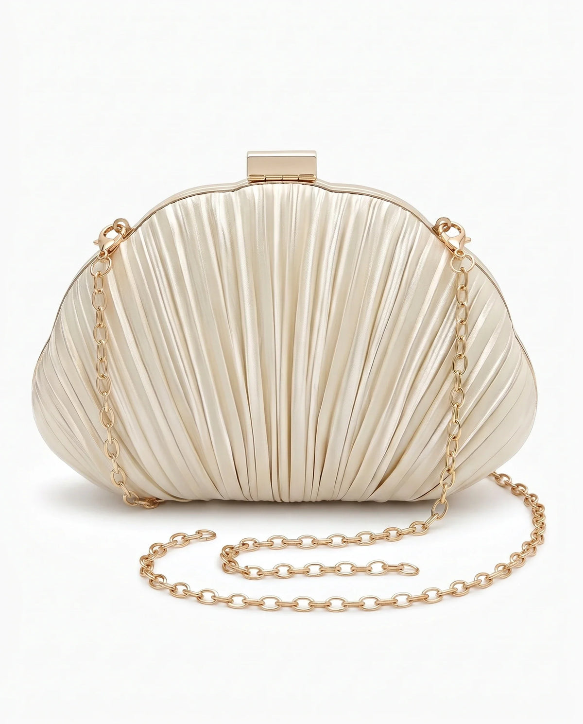 Damen Plissierte Clutch in Muschelform mit Kette – Ansicht 2