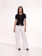 Damen Ripp Bluse mit Zierknöpfen und Volants – Ansicht 13