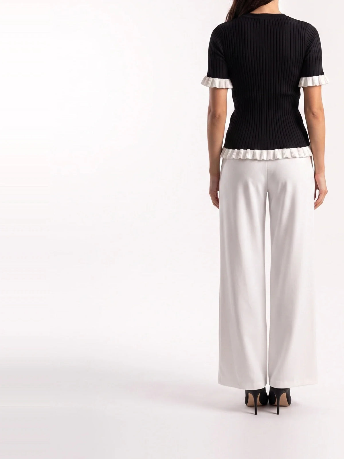 Damen Ripp Bluse mit Zierknöpfen und Volants – Ansicht 15