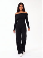 Damen Ripp Set mit Schulterfreiem Top und Weiter Hose – Ansicht 6