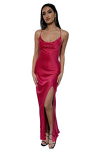 Damen Satin Maxikleid mit drapiertem Ausschnitt und Rückenschnürung Ansicht 4