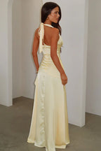 Damen Satin Neckholder Maxikleid Ansicht 2