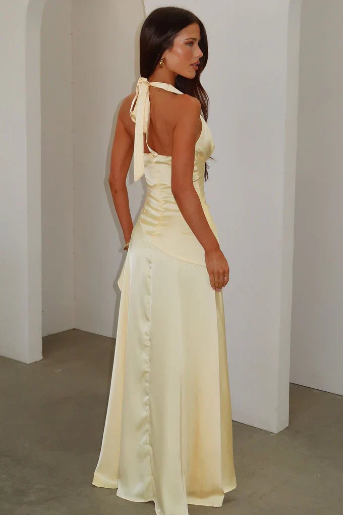 Damen Satin Neckholder Maxikleid Ansicht 2