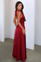 Damen Satin Neckholder Maxikleid Ansicht 5