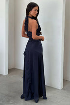 Damen Satin Neckholder Maxikleid Ansicht 8