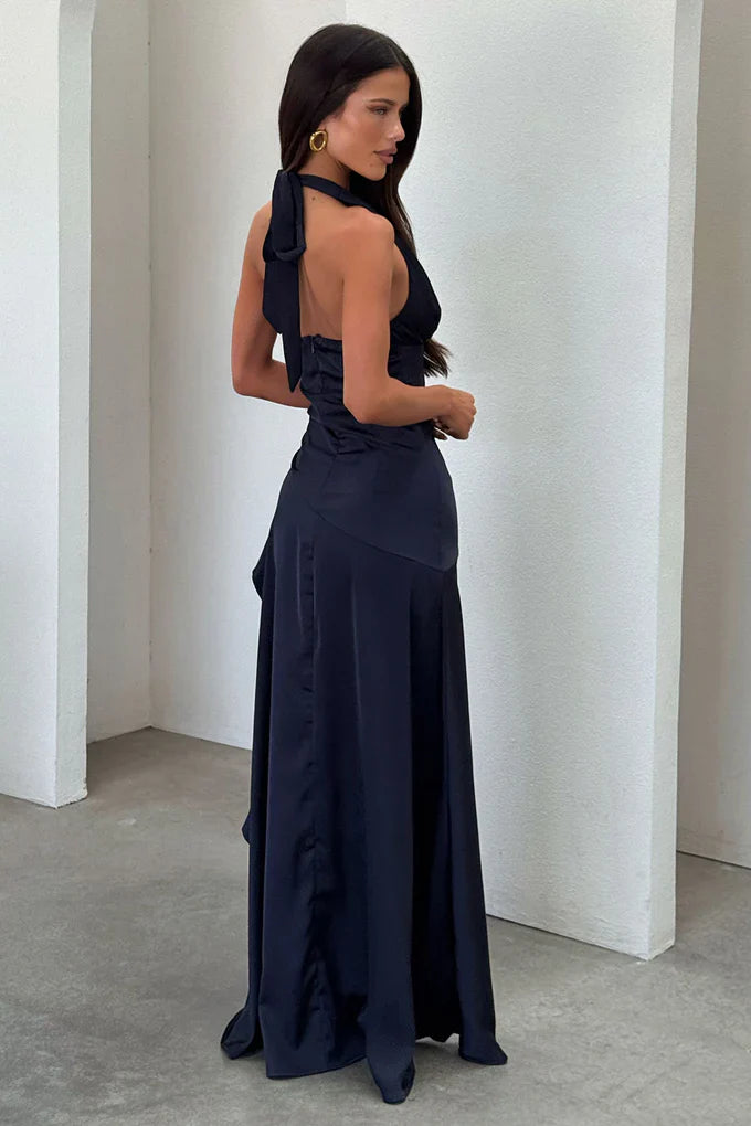 Damen Satin Neckholder Maxikleid Ansicht 8