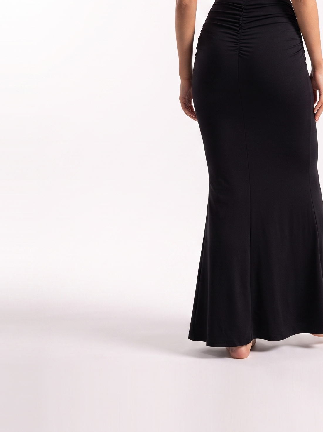 Damen Schmaler Maxirock mit Hohem Raffbund und Fischschwanzsaum – Ansicht 3