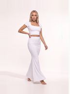 Damen Schmaler Maxirock mit Hohem Raffbund und Fischschwanzsaum – Ansicht 4