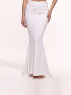 Damen Schmaler Maxirock mit Hohem Raffbund und Fischschwanzsaum – Ansicht 5
