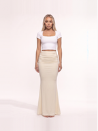 Damen Schmaler Maxirock mit Hohem Raffbund und Fischschwanzsaum – Ansicht 7