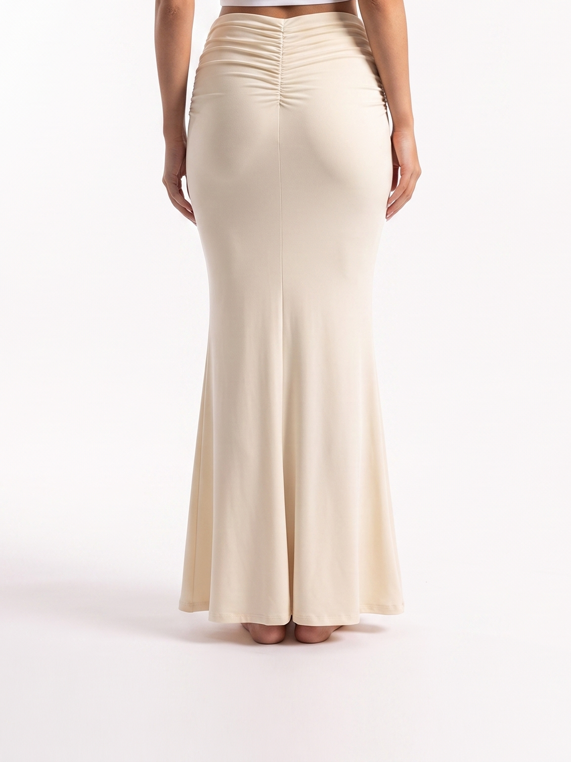 Damen Schmaler Maxirock mit Hohem Raffbund und Fischschwanzsaum – Ansicht 9