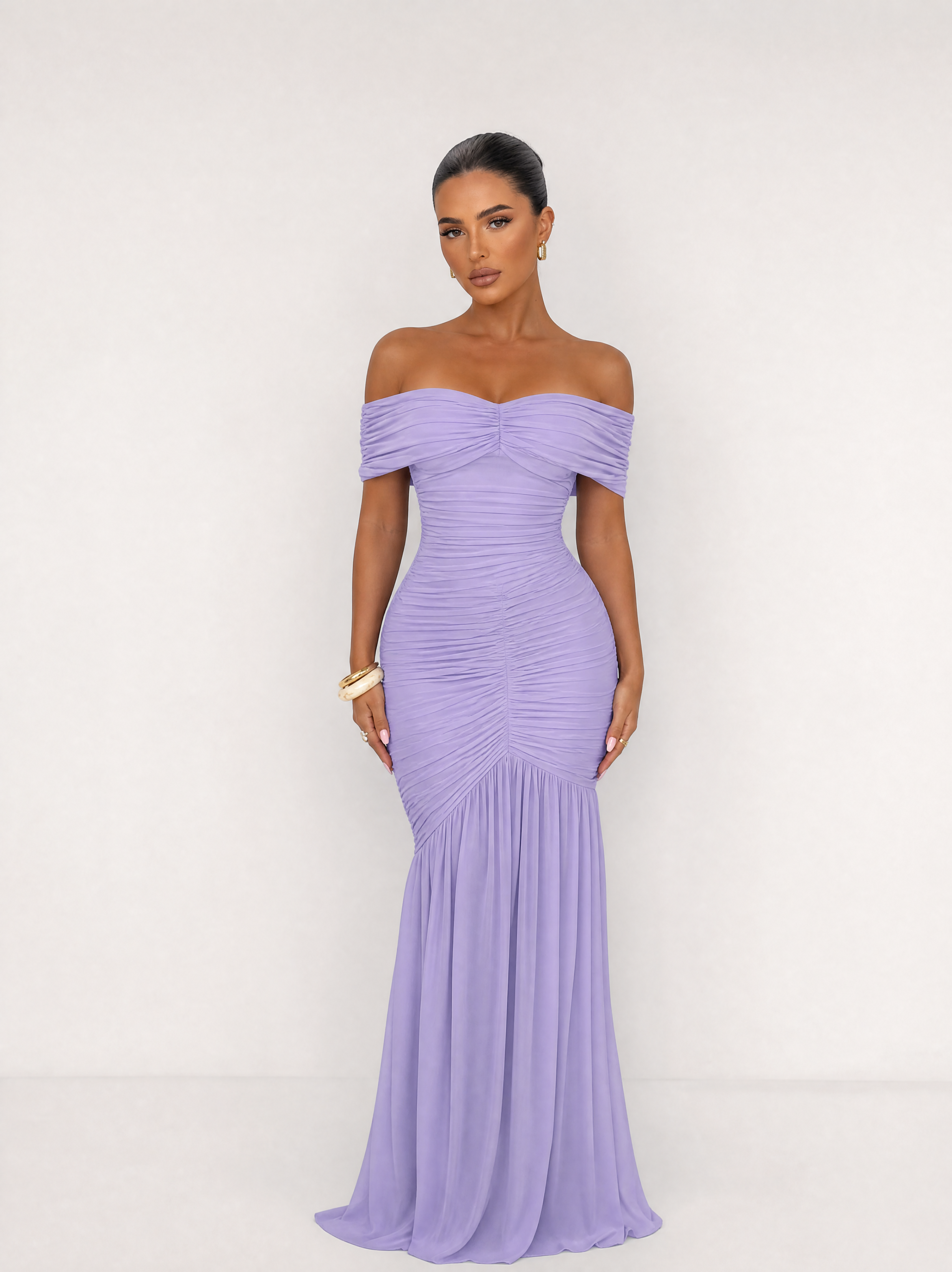Damen schulterfreies Maxikleid Ansicht 5