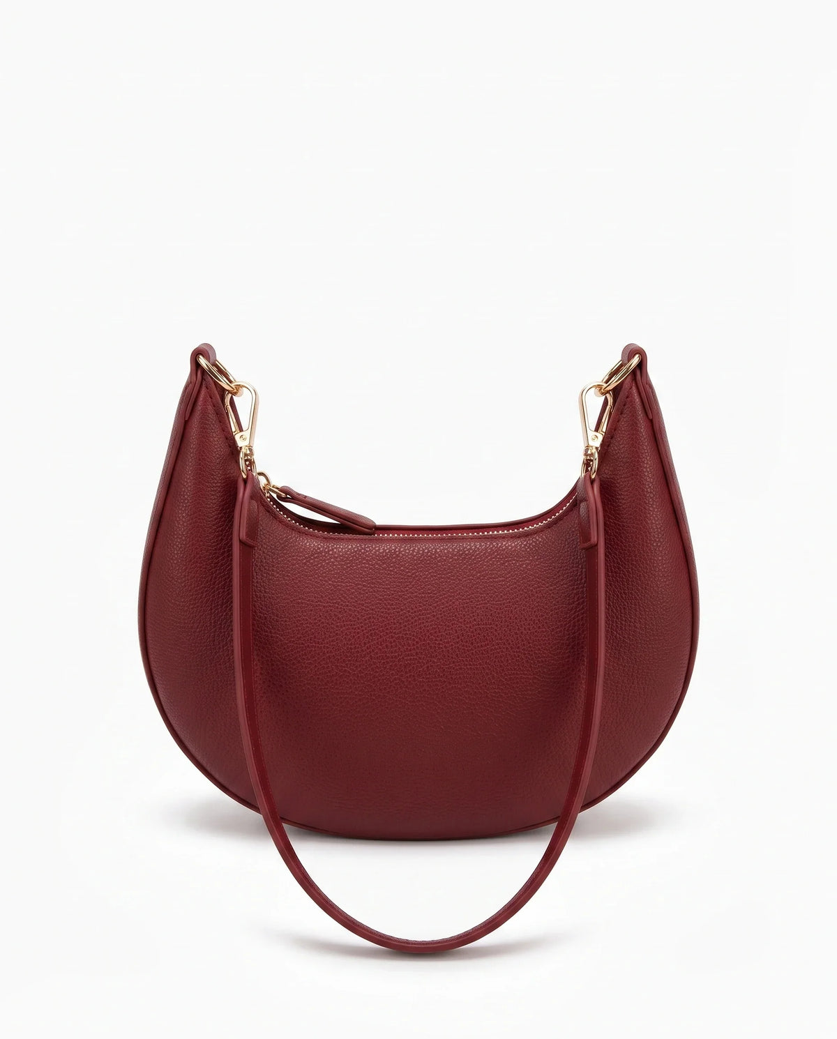 Damen Schultertasche in Halbmondform mit Reißverschluss und Zwei Abnehmbaren Riemen – Ansicht 10