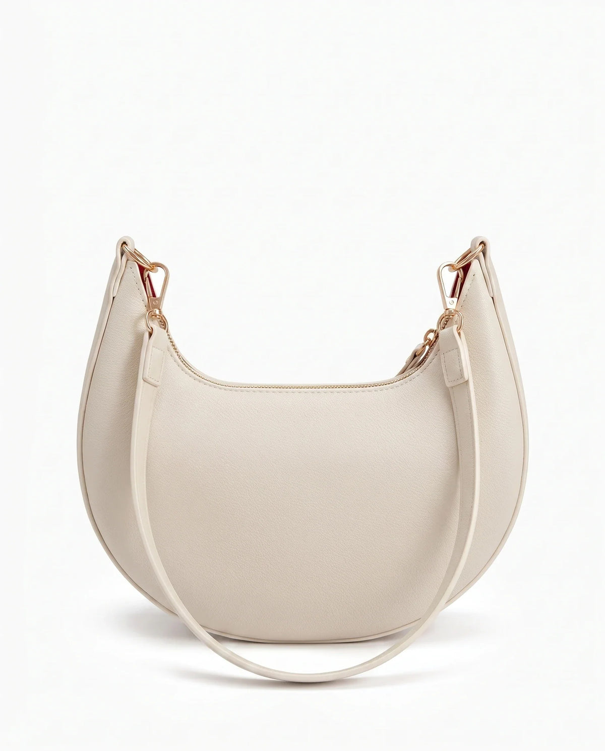 Damen Schultertasche in Halbmondform mit Reißverschluss und Zwei Abnehmbaren Riemen – Ansicht 2