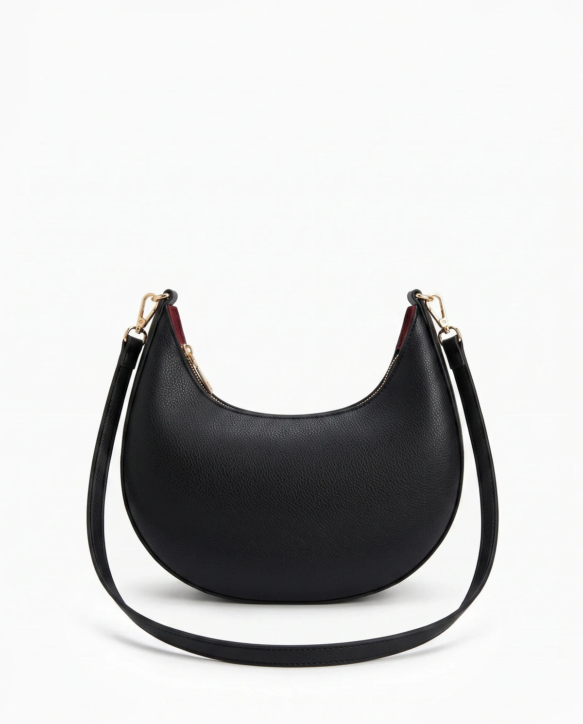 Damen Schultertasche in Halbmondform mit Reißverschluss und Zwei Abnehmbaren Riemen – Ansicht 4