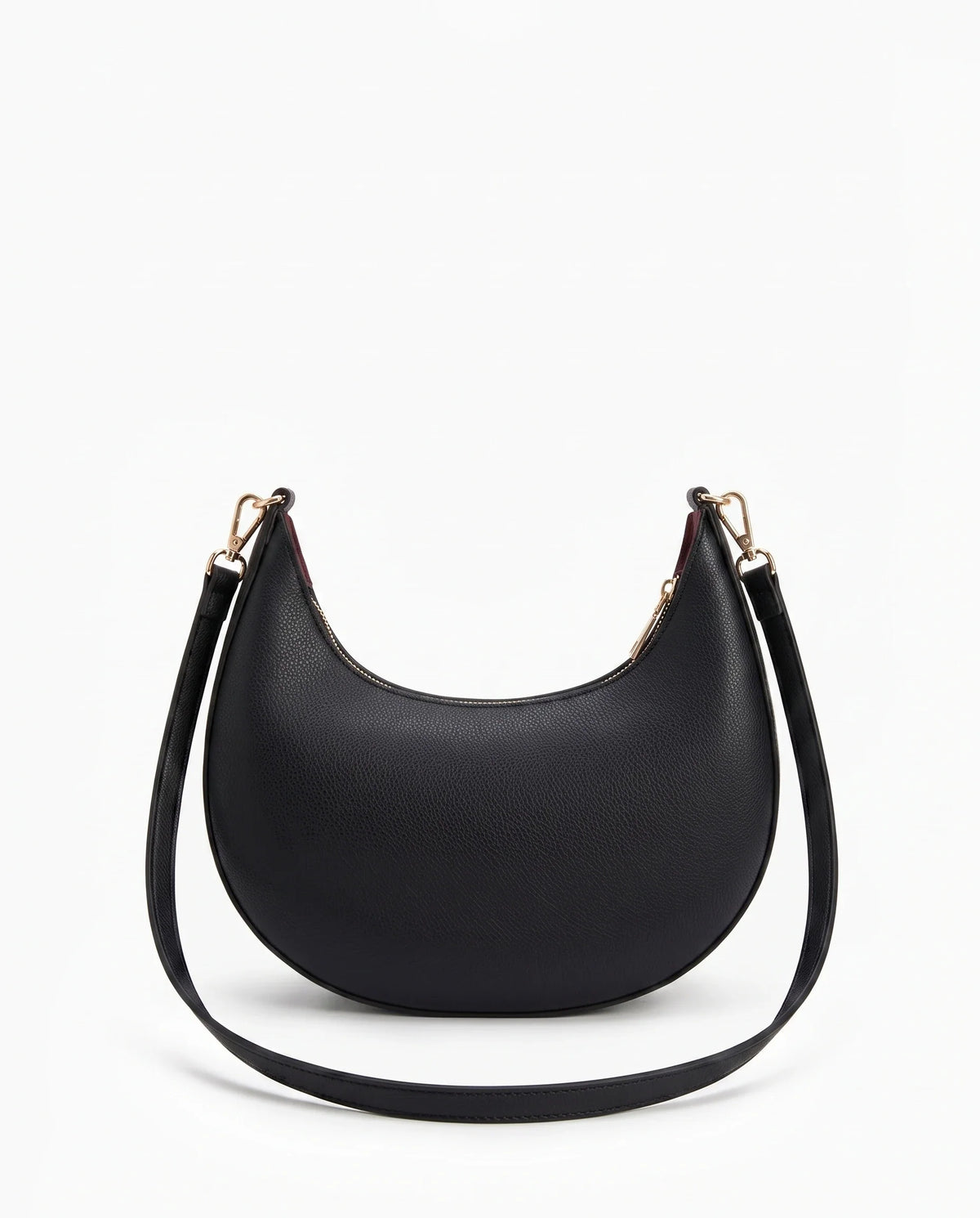 Damen Schultertasche in Halbmondform mit Reißverschluss und Zwei Abnehmbaren Riemen – Ansicht 5