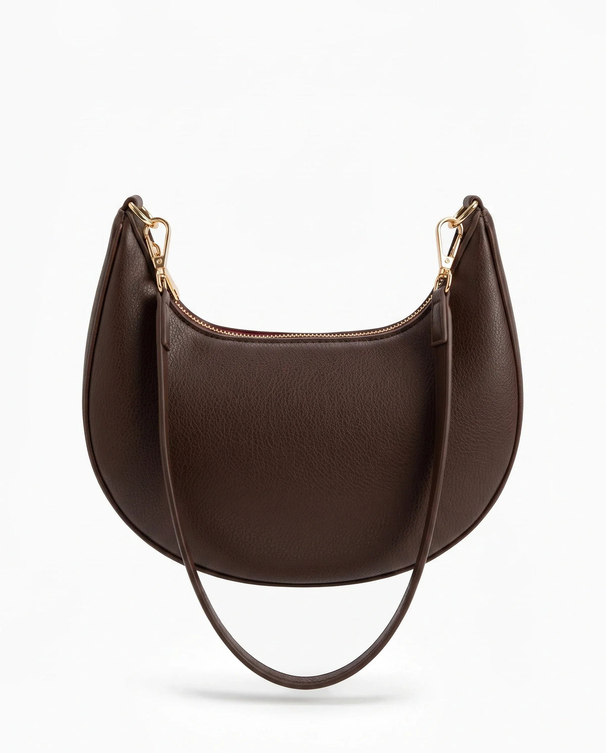 Damen Schultertasche in Halbmondform mit Reißverschluss und Zwei Abnehmbaren Riemen – Ansicht 7