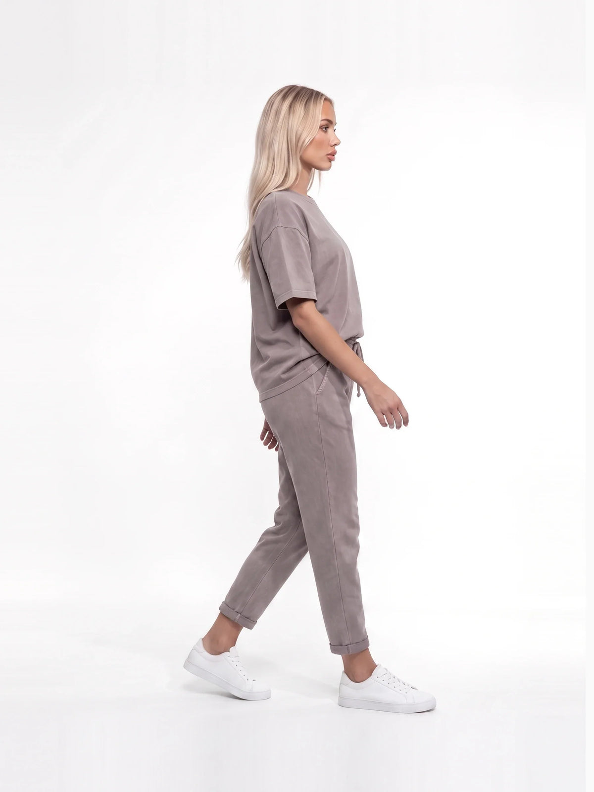Damen Set mit Oversize T-Shirt und Joggerhose mit Bündchen – Ansicht 3