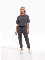 Damen Set mit Oversize T-Shirt und Joggerhose mit Bündchen – Ansicht 5
