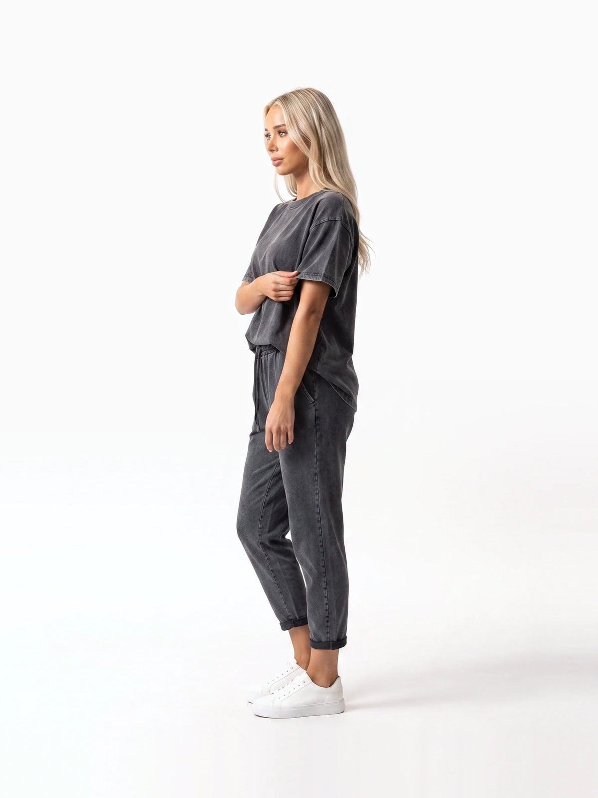 Damen Set mit Oversize T-Shirt und Joggerhose mit Bündchen – Ansicht 7