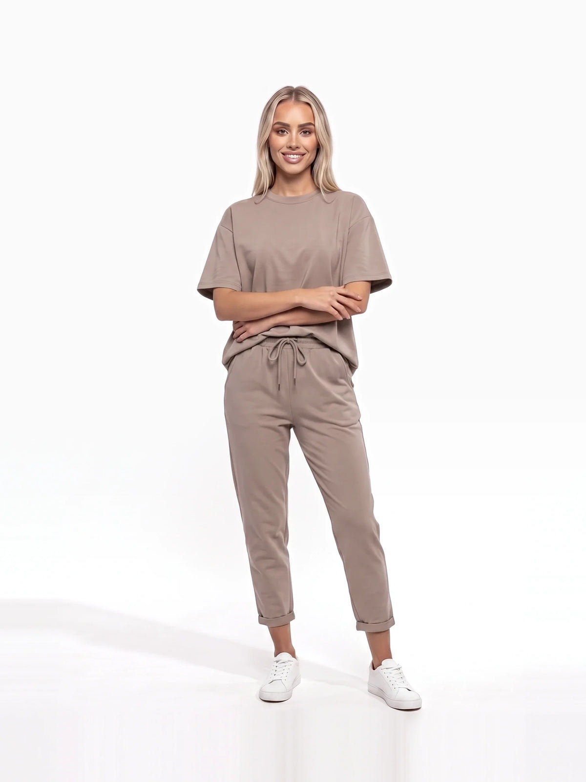 Damen Set mit Oversize T-Shirt und Joggerhose mit Bündchen – Ansicht 9