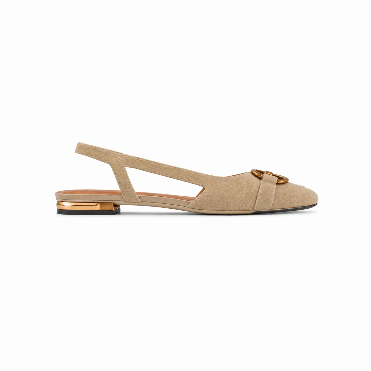Damen Slingback Pumps aus Wildleder mit Niedrigem Absatz und Zierelement