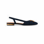 Damen Slingback Pumps aus Wildleder mit Niedrigem Absatz und Zierelement – Ansicht 5