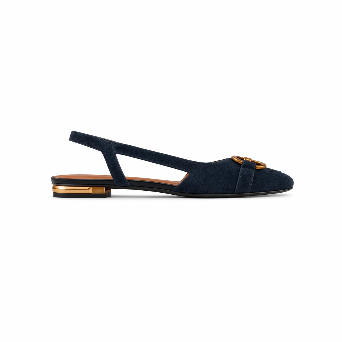 Damen Slingback Pumps aus Wildleder mit Niedrigem Absatz und Zierelement – Ansicht 5