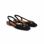 Damen Slingback Pumps aus Wildleder mit Niedrigem Absatz und Zierelement – Ansicht 6
