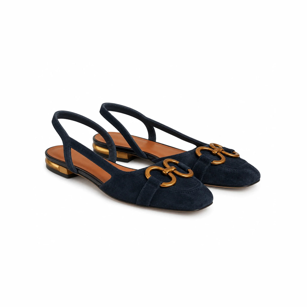 Damen Slingback Pumps aus Wildleder mit Niedrigem Absatz und Zierelement – Ansicht 6