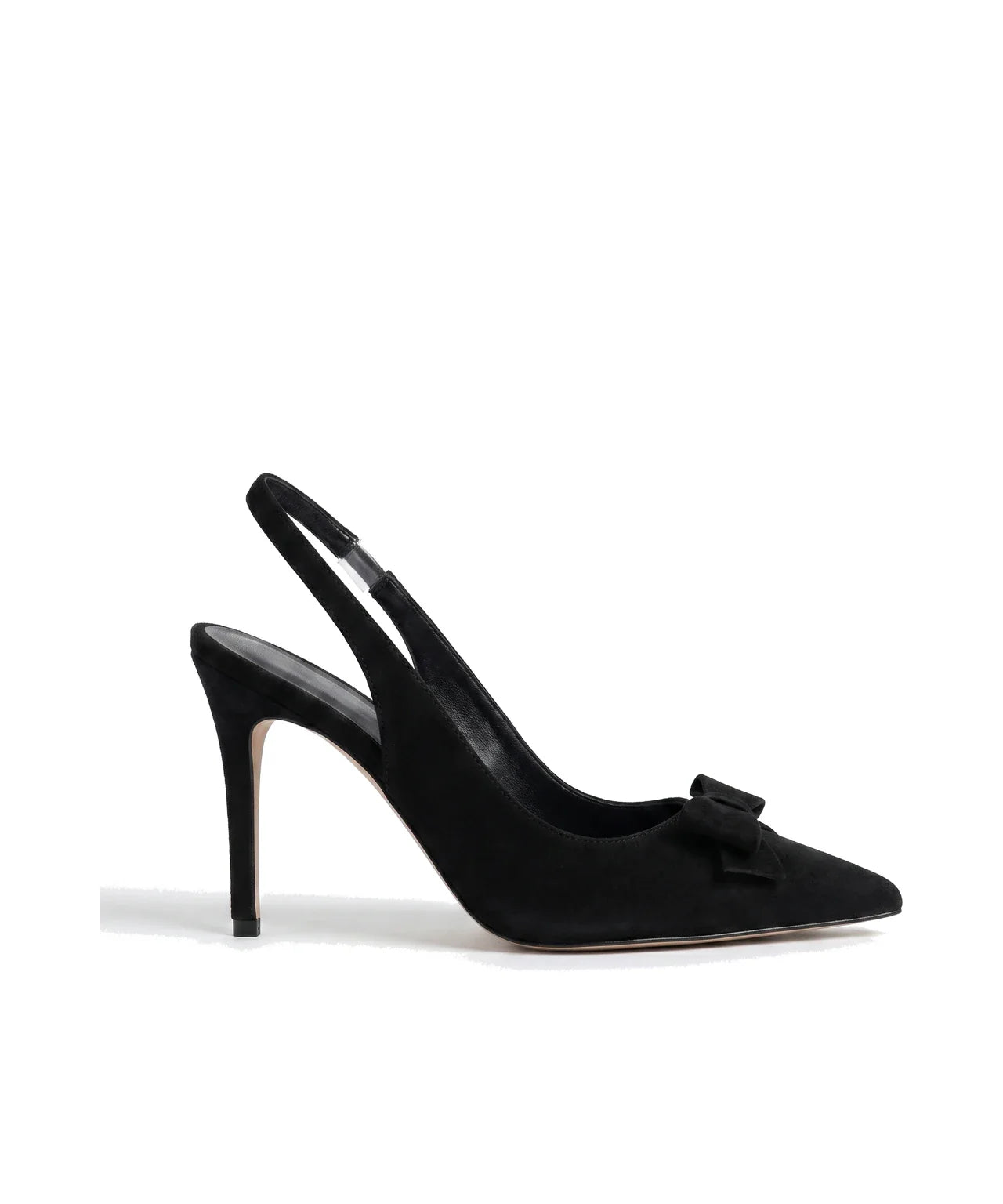 Damen Slingback Pumps in Veloursleder-Optik mit Schleife und Spitzer Zehenpartie