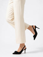 Damen Slingback Pumps in Veloursleder-Optik mit Schleife und Spitzer Zehenpartie – Ansicht 10