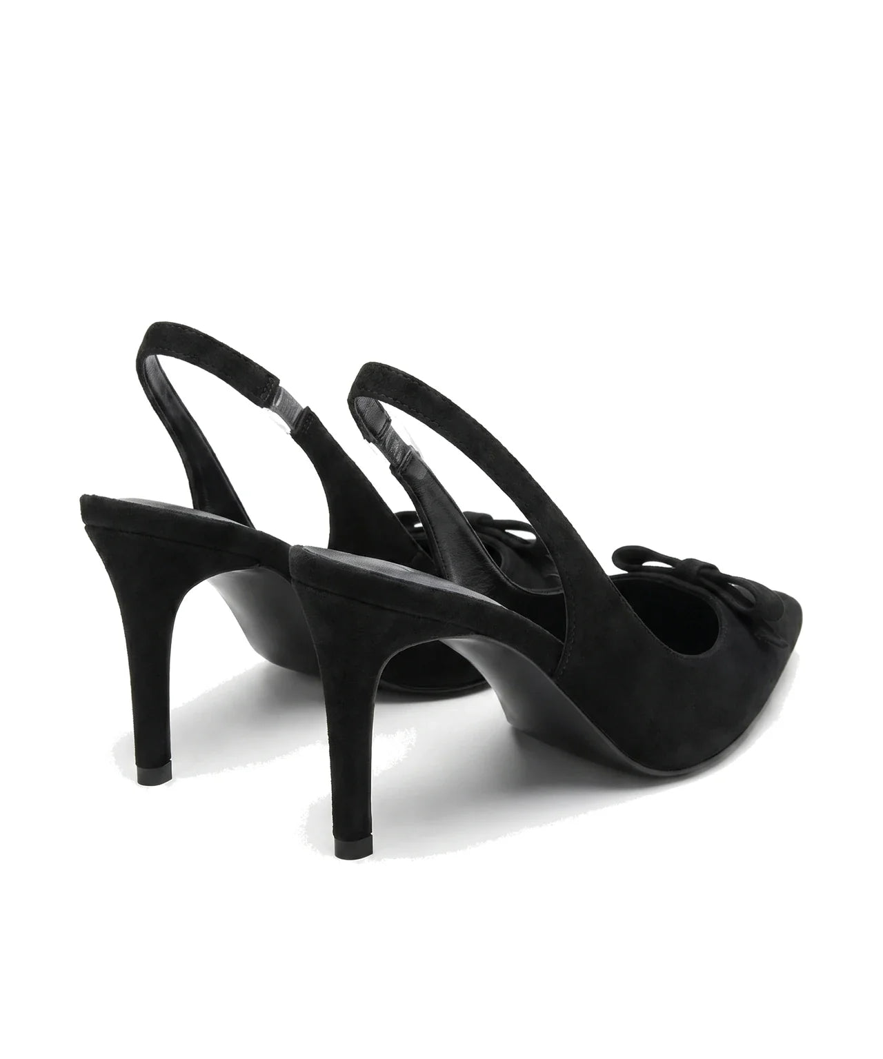 Damen Slingback Pumps in Veloursleder-Optik mit Schleife und Spitzer Zehenpartie – Ansicht 3
