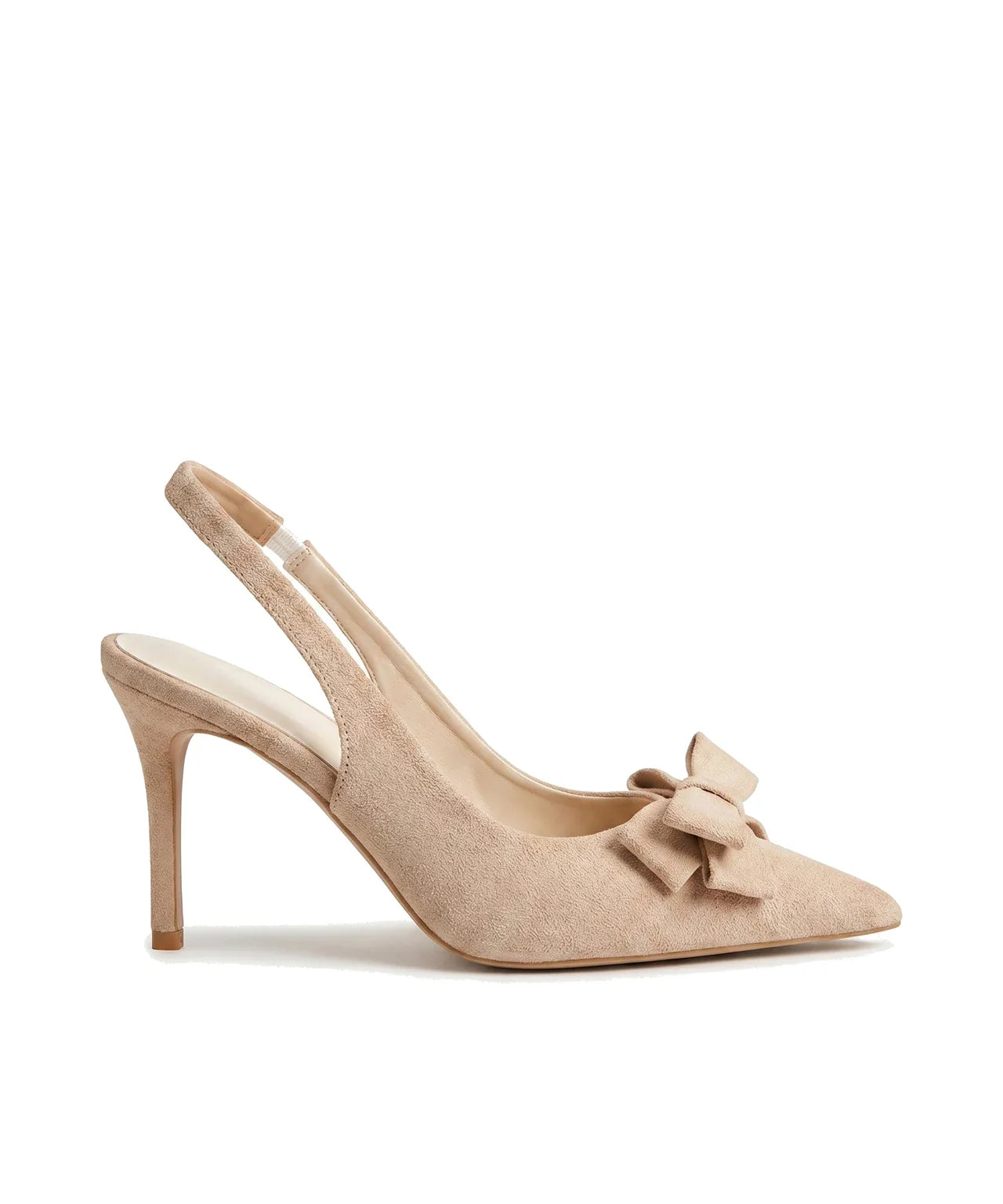 Damen Slingback Pumps in Veloursleder-Optik mit Schleife und Spitzer Zehenpartie – Ansicht 4