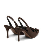 Damen Slingback Pumps in Veloursleder-Optik mit Schleife und Spitzer Zehenpartie – Ansicht 9