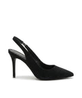 Damen Slingback Pumps in Veloursleder-Optik mit Spitzer Zehenpartie
