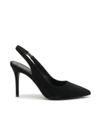 Damen Slingback Pumps in Veloursleder-Optik mit Spitzer Zehenpartie