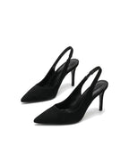 Damen Slingback Pumps in Veloursleder-Optik mit Spitzer Zehenpartie – Ansicht 2