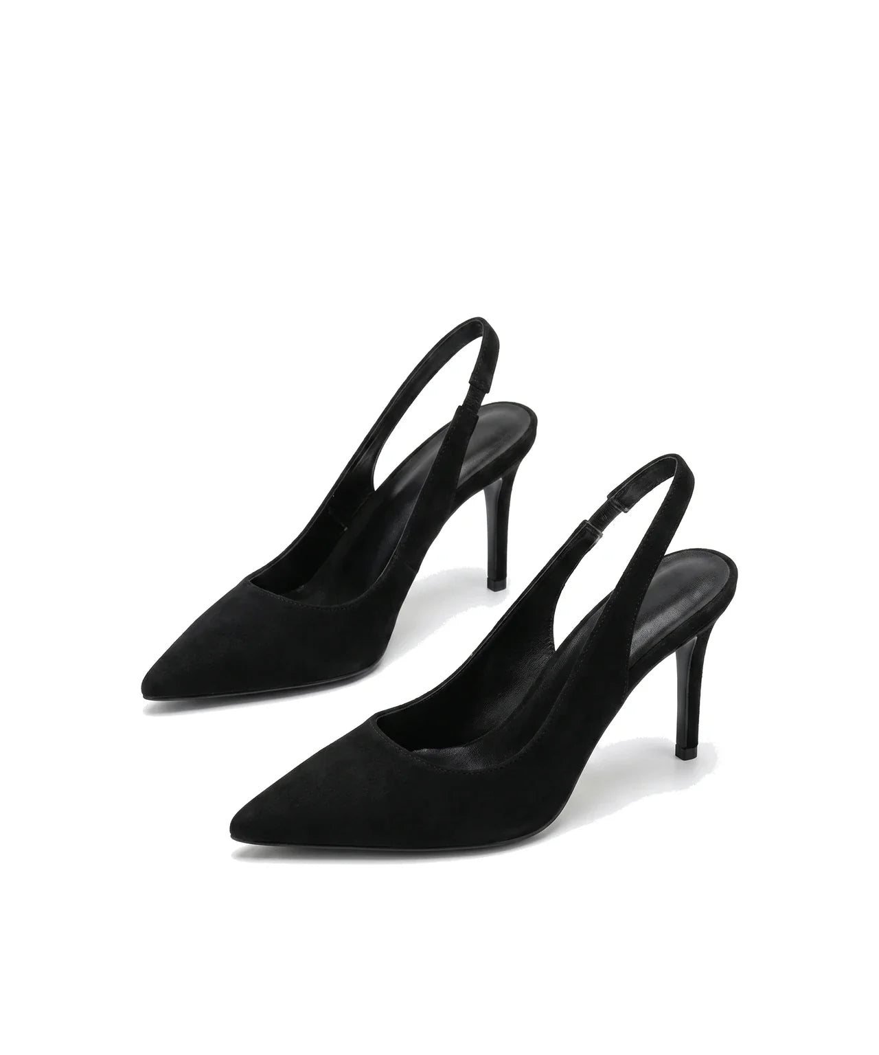 Damen Slingback Pumps in Veloursleder-Optik mit Spitzer Zehenpartie – Ansicht 2