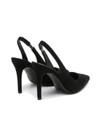Damen Slingback Pumps in Veloursleder-Optik mit Spitzer Zehenpartie – Ansicht 3