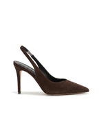 Damen Slingback Pumps in Veloursleder-Optik mit Spitzer Zehenpartie – Ansicht 4