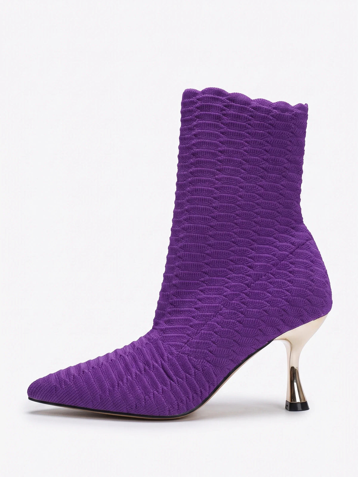 Damen Sock Boots aus Geprägtem Strick auf Kelchabsatz