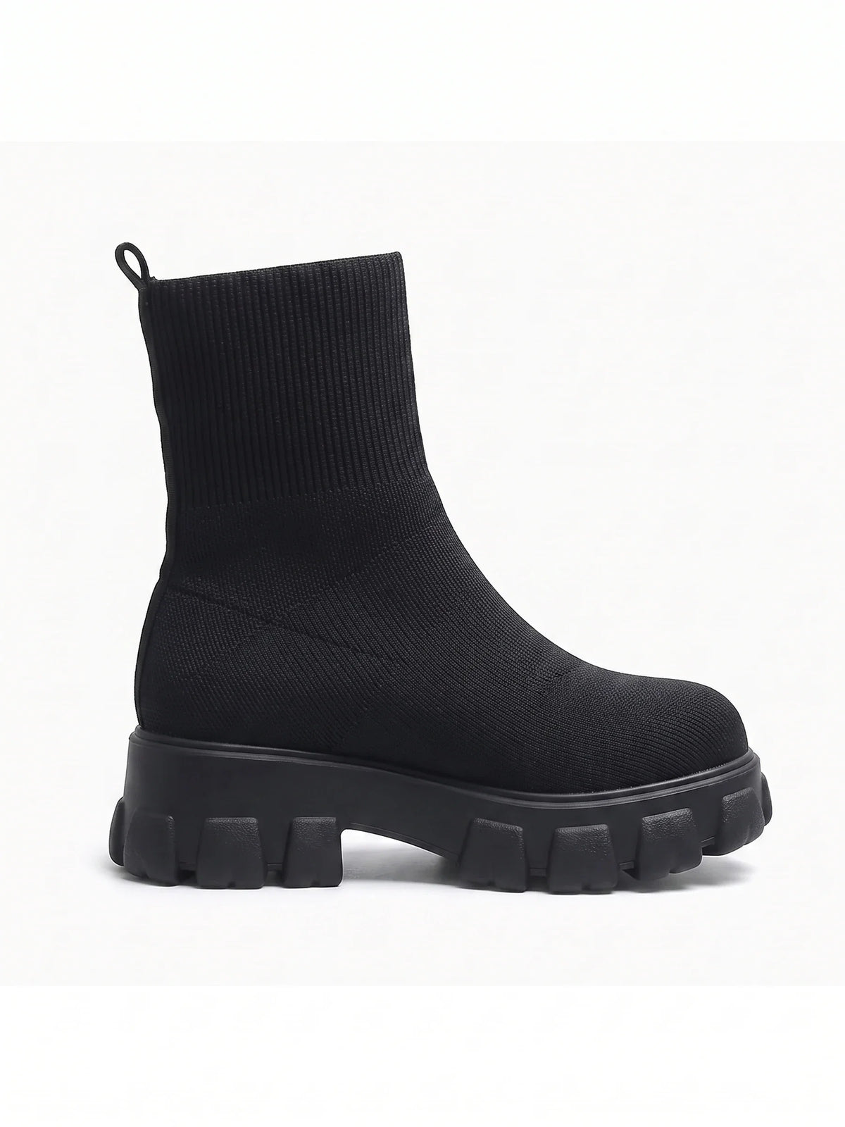 Damen Sock Boots aus Strick auf Dicker Sohle