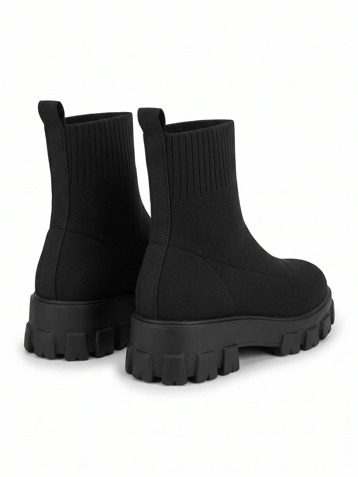 Damen Sock Boots aus Strick auf Dicker Sohle – Ansicht 2