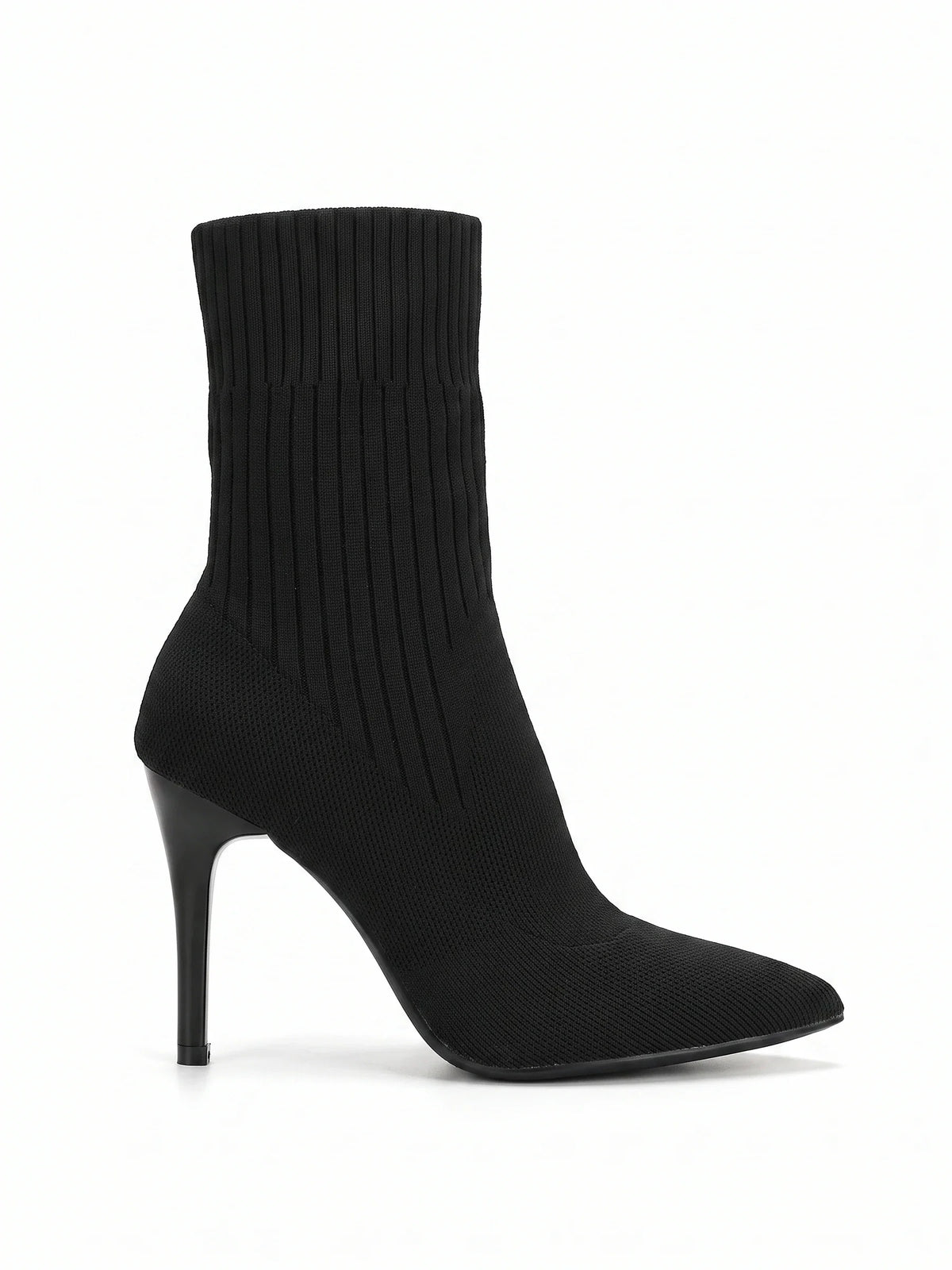 Damen Sock Boots aus Strick mit Stiletto-Absatz und Spitzer Zehenpartie